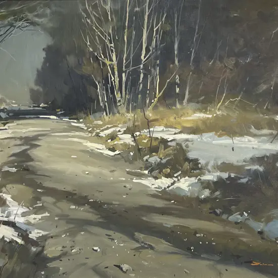 John Crump (b 1943) - Snow Melt Palmers Road