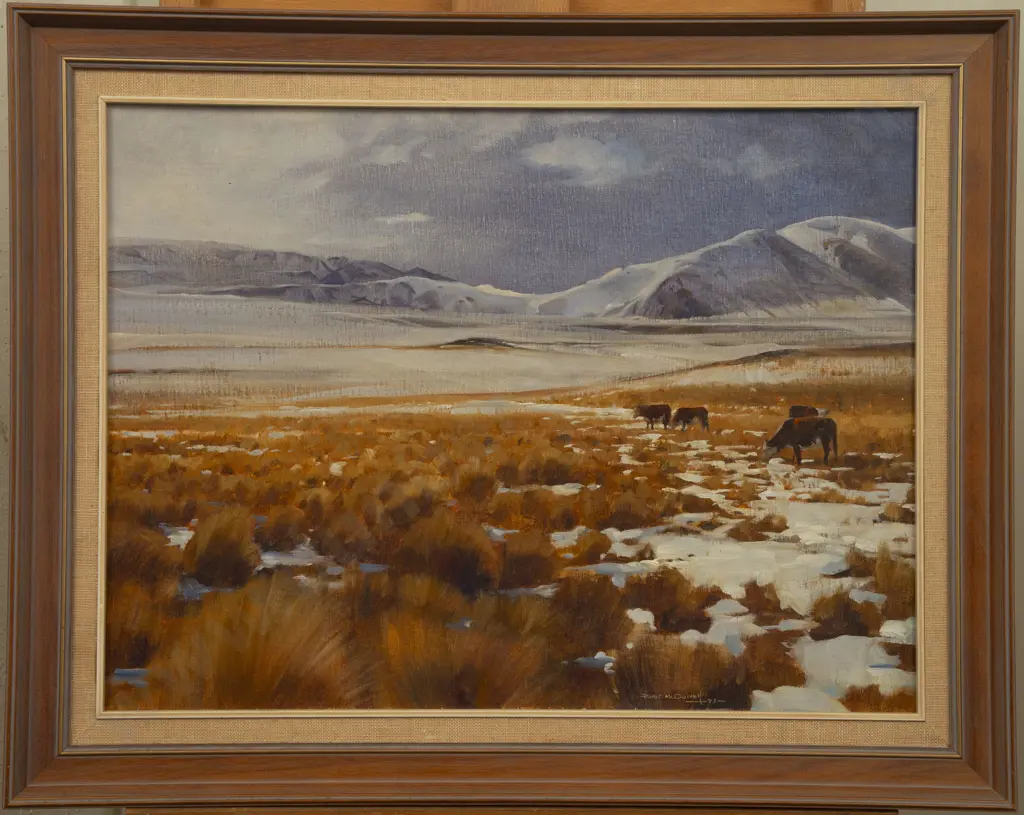 Robert McDowell (b 1937) - Cattle In The Snow I Image 1++