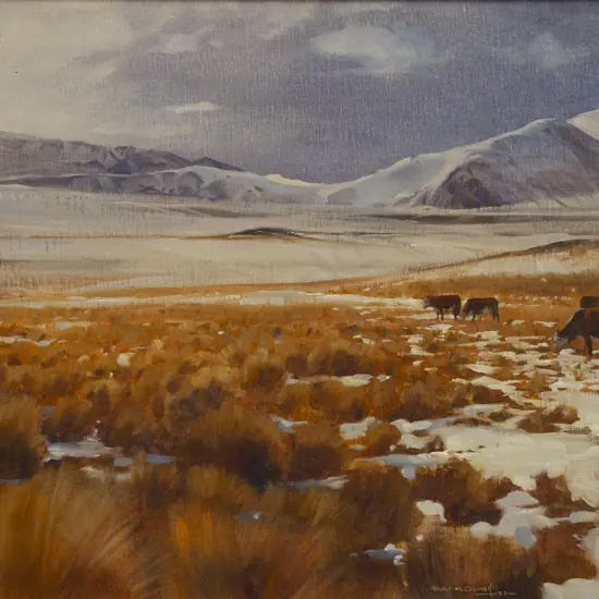 Robert McDowell (b 1937) - Cattle In The Snow I
