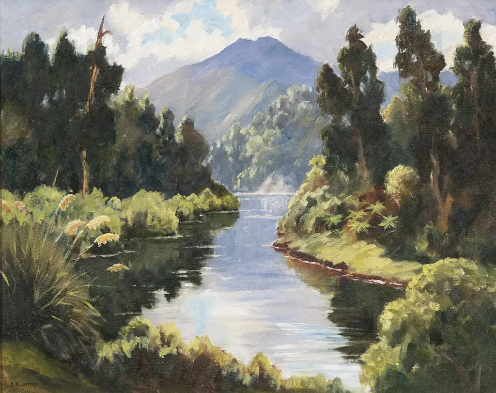 E B Lattey (1899 - 1986) - Wanganui River Aukopae Image 1++
