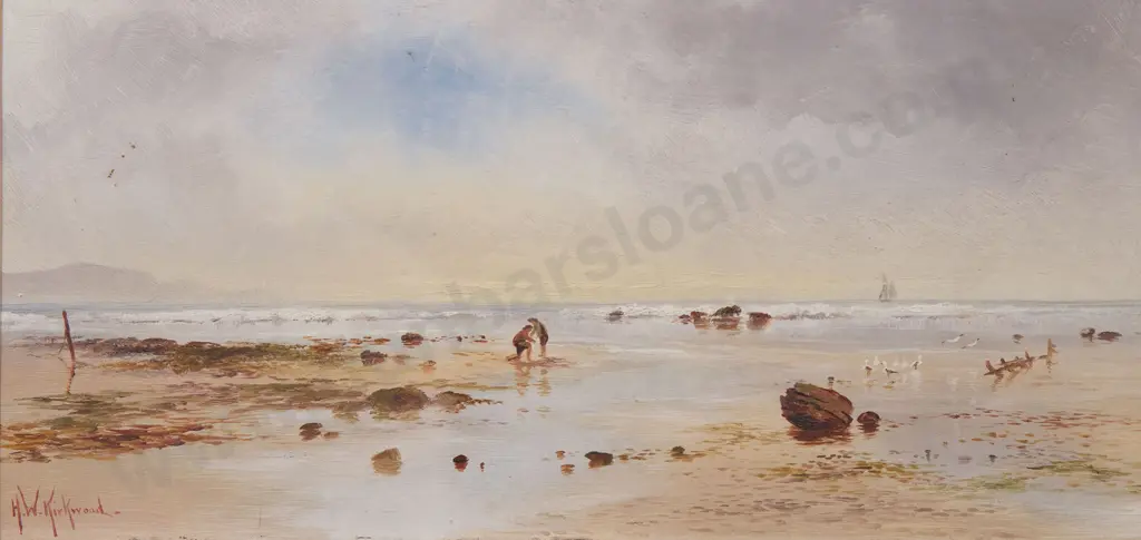 Henry William Kirkwood (1854 - 1925) - Coastal Scene With Figures Image 1++