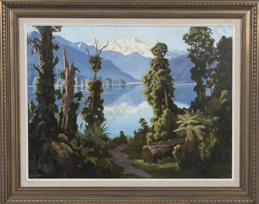 E B Lattey (1899 - 1986) - Lake Kaniere Wetland Image 1++