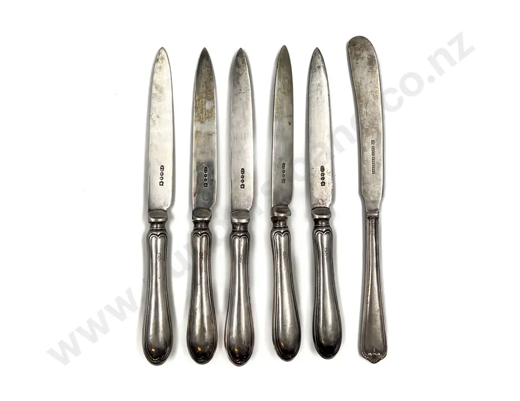 Five Sterling Silver Handled Fruit Knives & Other Image 1++