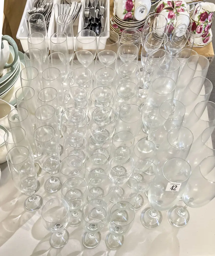 Large Quantity of Assorted Stemmed Glassware Image 1++