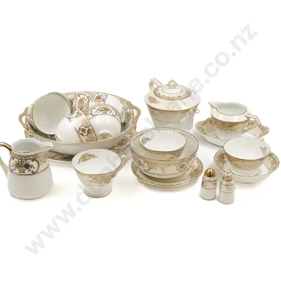 Gilt Decorated Fancy Fine China Part Tea Set