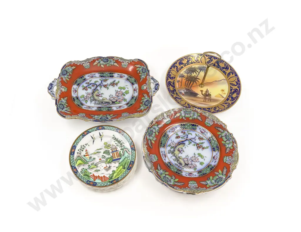 Three Pieces of Opaque Porcelain "Ceylon" Fancy China together with Spode & Others Image 1++
