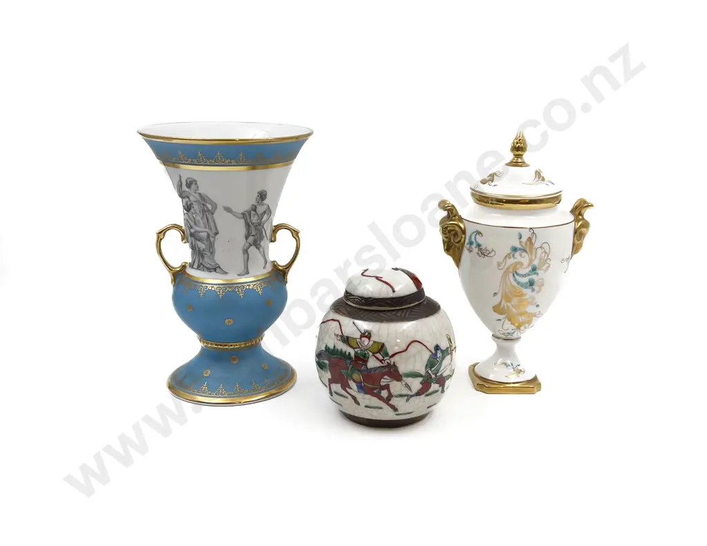 Coalport "Strange Orchid" Lidded Urn together with Ginger Jar & Other Vase Image 1++