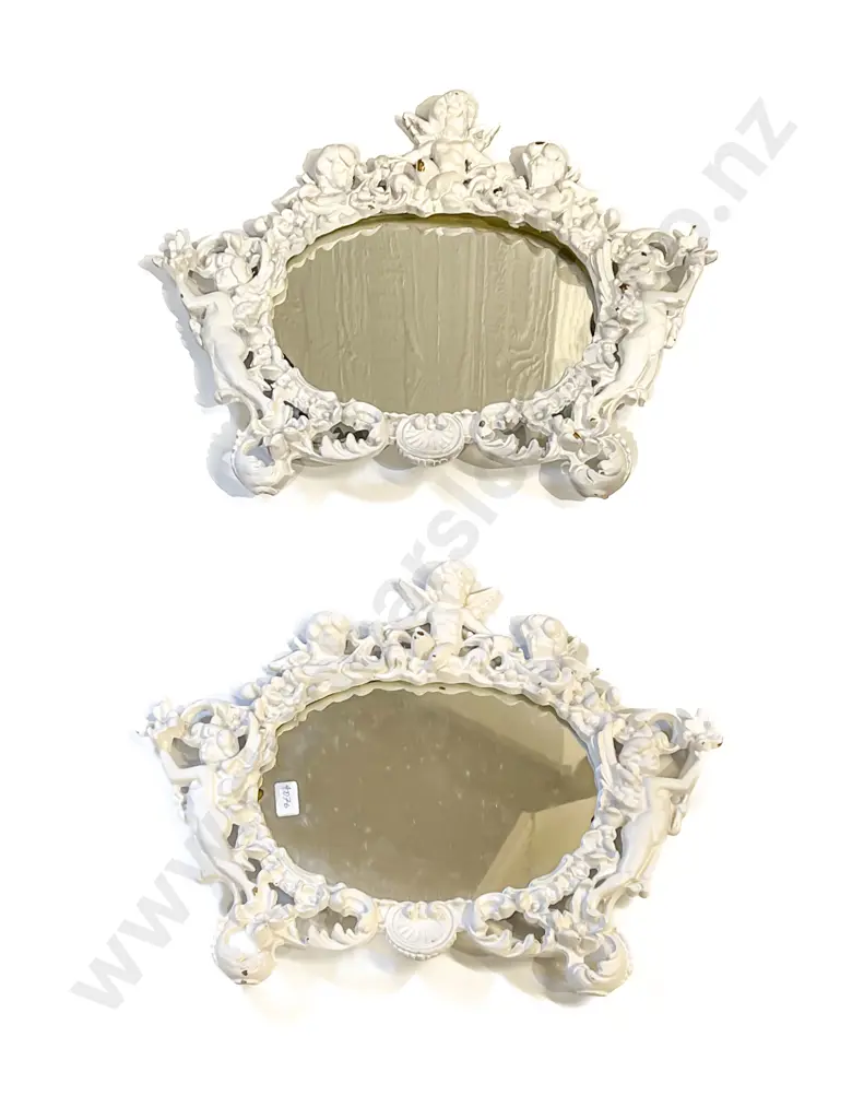 Pair of Painted Wrought Metal Framed Table Mirrors Image 1++