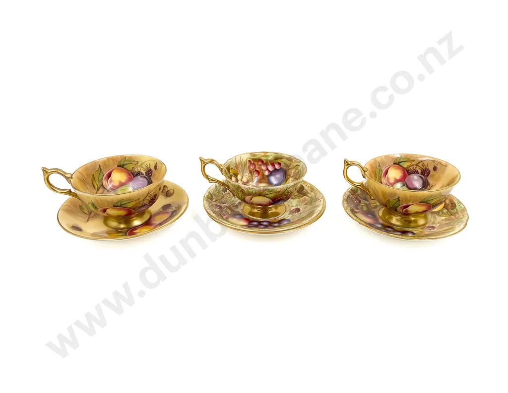 Three Aynsley "Orchard Gold" Cups & Saucers Image 1++