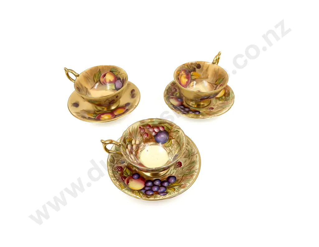 Three Aynsley "Orchard Gold" Cups & Saucers Image 1++