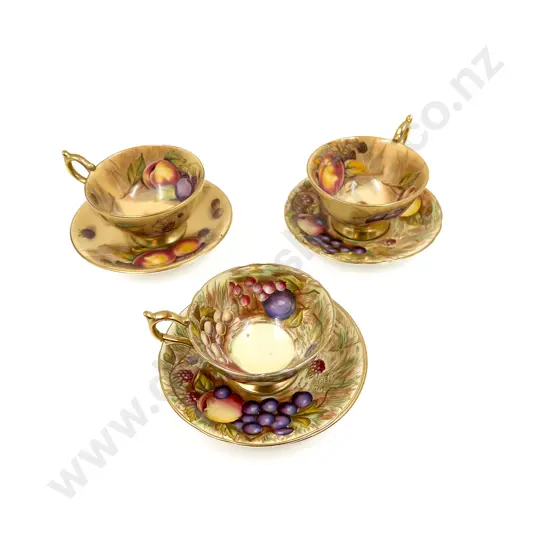 Three Aynsley "Orchard Gold" Cups & Saucers