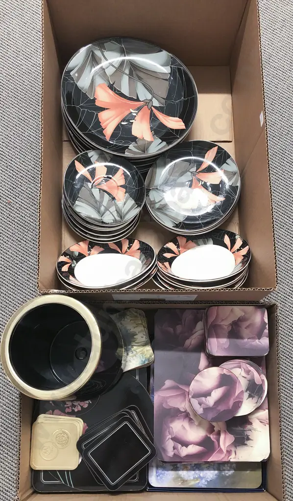Two Boxes of Assorted China and Placemats/coasters etc Image 1++