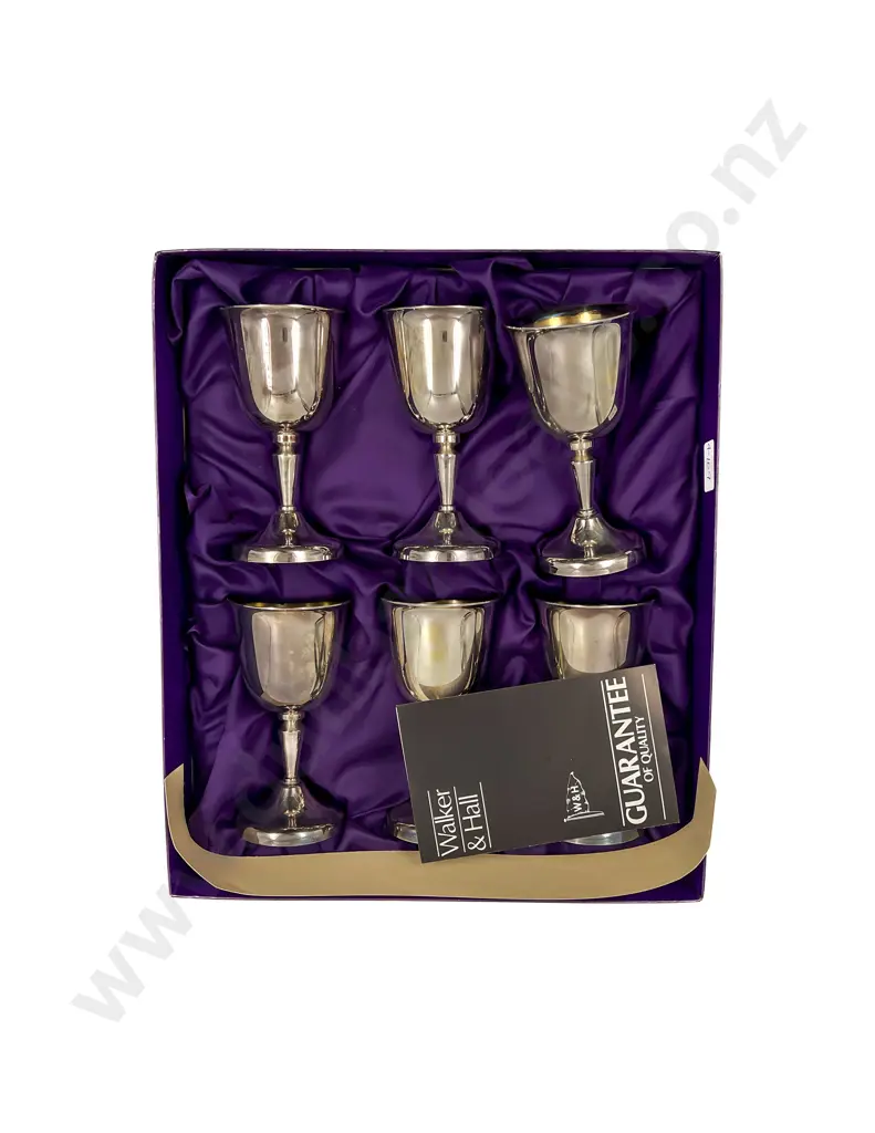 A Boxed Set of Six Walker & Hall Plated Goblets Image 1++