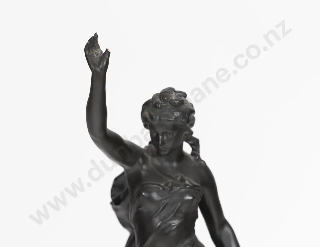 C19th French Bronzed Spelter & Marble 3 Piece Clock Garniture Image 1++