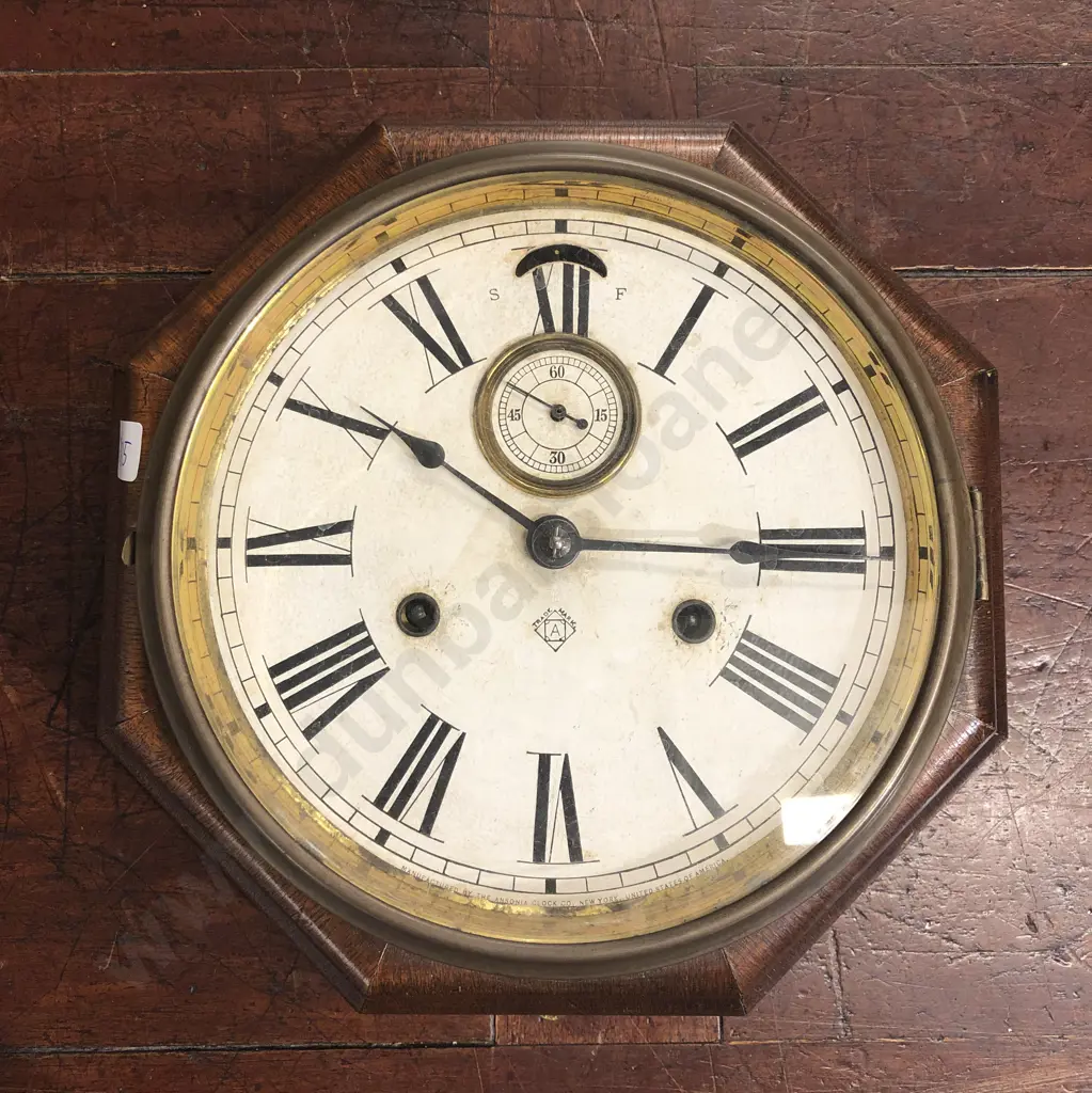 Octagonal Cased American Ansonia Wall Clock Image 1++