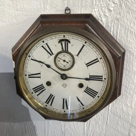 Octagonal Cased American Ansonia Wall Clock