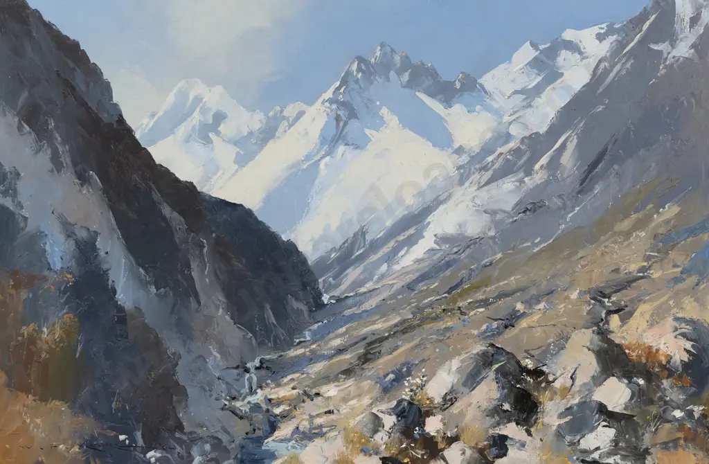 W F Moore (1934 - 2020) - Copland Pass Westland Side Image 1++