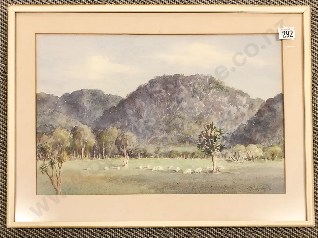 C.T. Laugesen - "Waiorongomai Western Lake Wairarapa" - Watercolour Image 1++