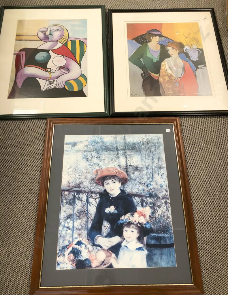 Three Assorted Large Framed Decorative Prints Image 1++