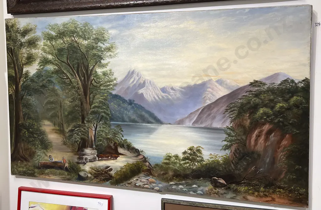 Laura E S Bussell (1879 - 1947) - West Side of Mount Cook - Oil on Canvas Image 1++