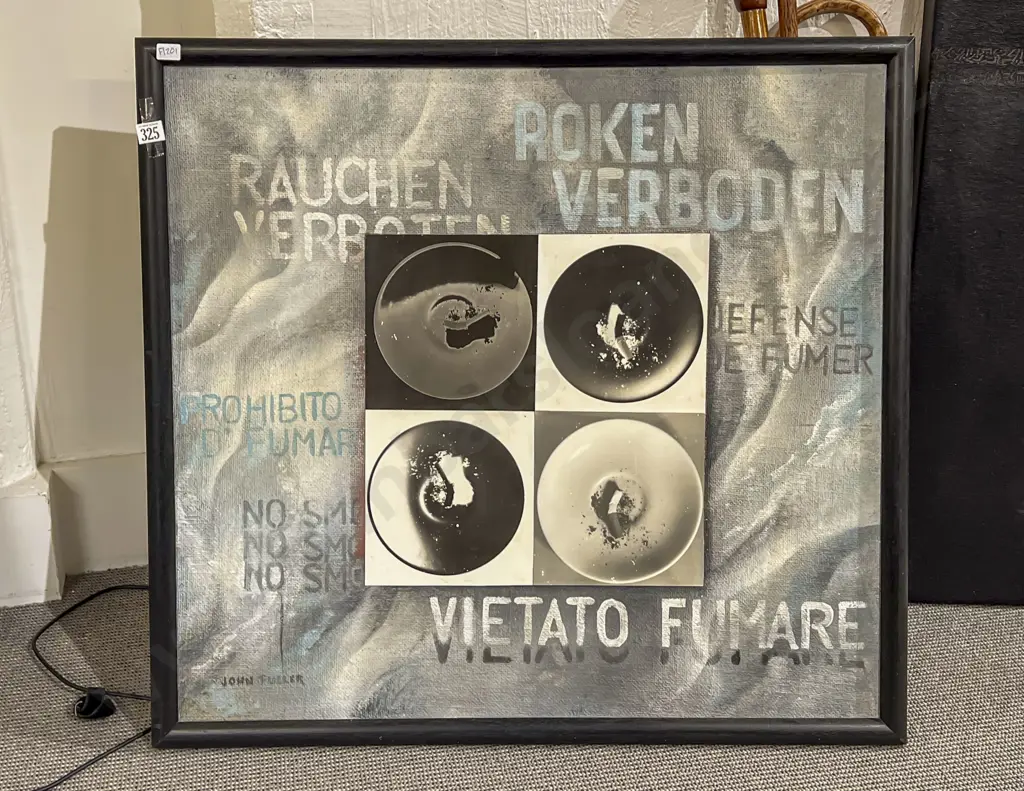 John Fuller - "Vietato Fumare" Abstract - Mixed Media on Board Image 1++