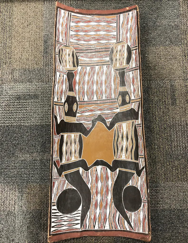 Vintage Aboriginal Work Painted on Bark Image 1++