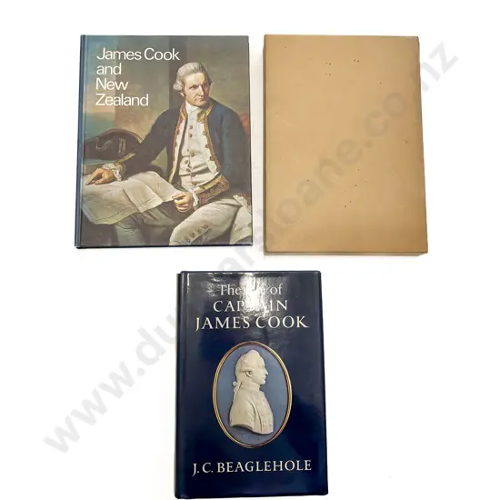 Three Assorted James Cook Reference Volumes Together  with Nat Geo Atlas of the World
