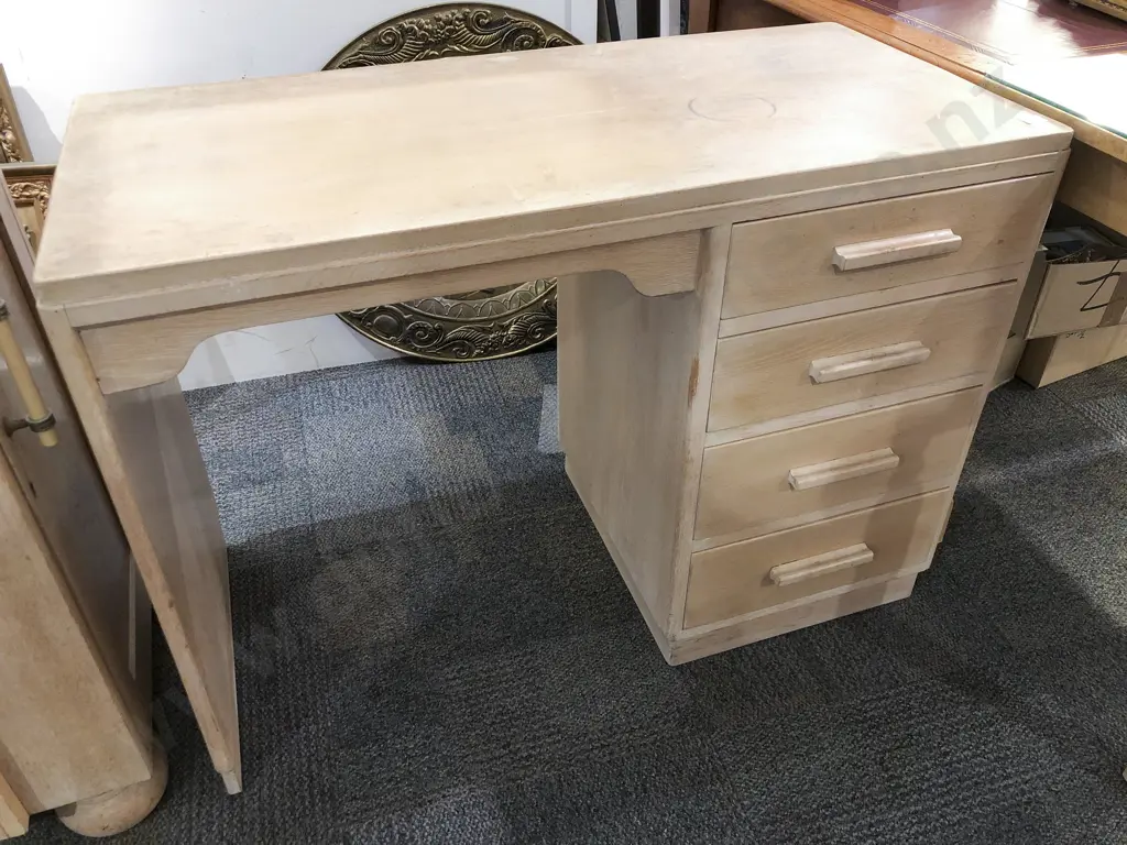 Limed Oak Desk & Side Table Image 1++