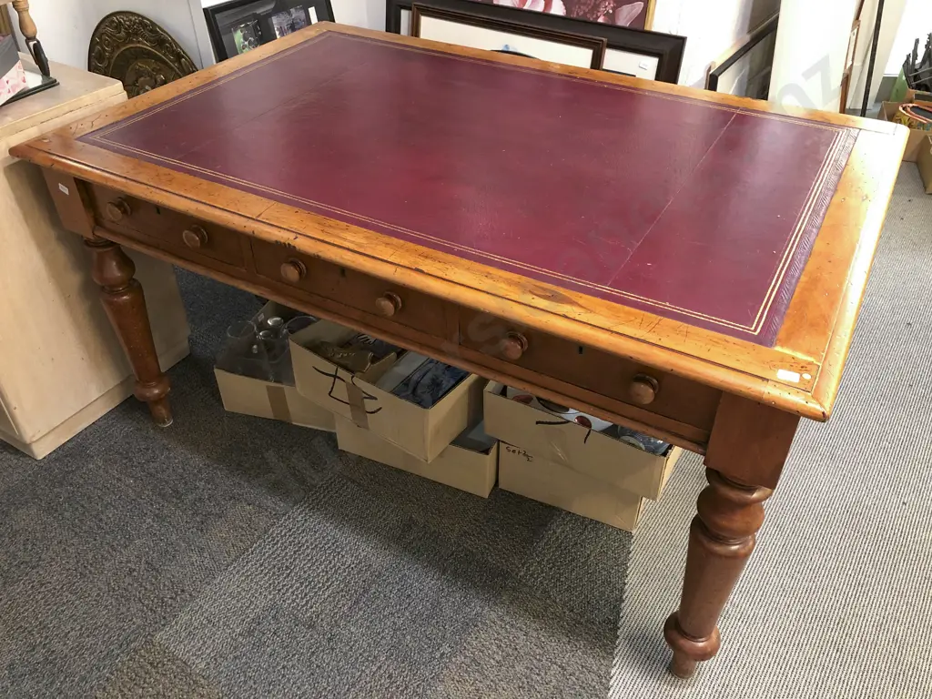 Colonial Kauri Leather Topped Desk Image 1++