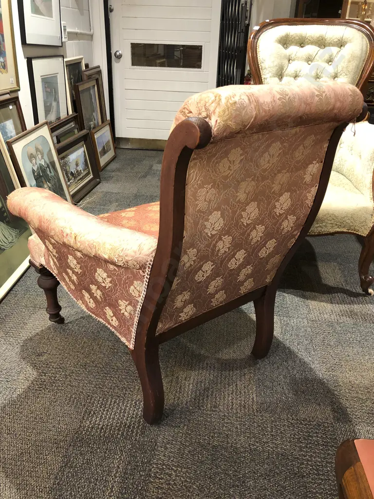 Late Vic. Upholstered Grandfather Chair Image 1++