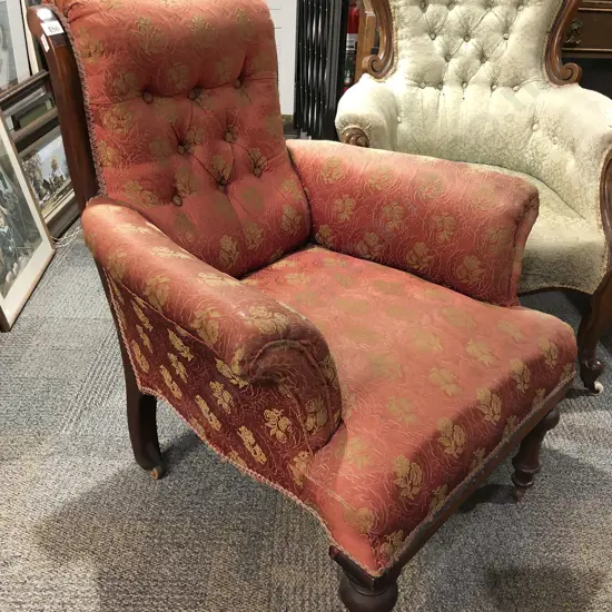 Late Vic. Upholstered Grandfather Chair