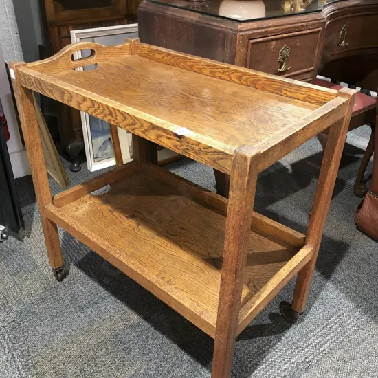 Two Tier Oak Tea Trolley