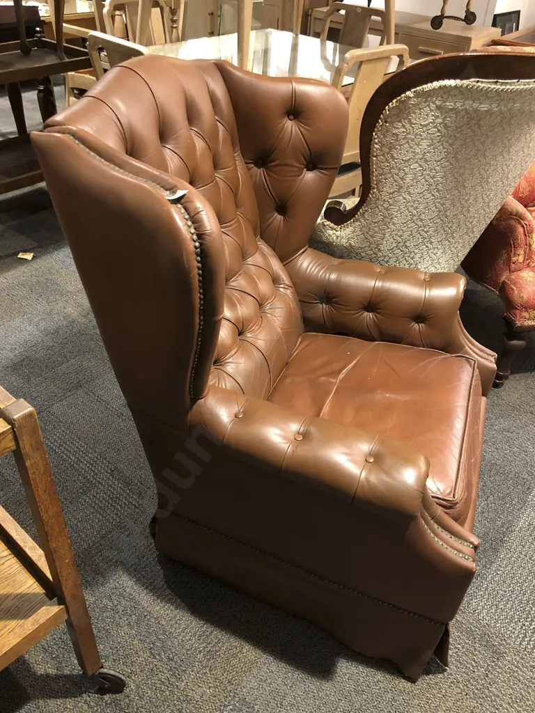 Vinyl Upholstered Wingback Armchair Image 1++
