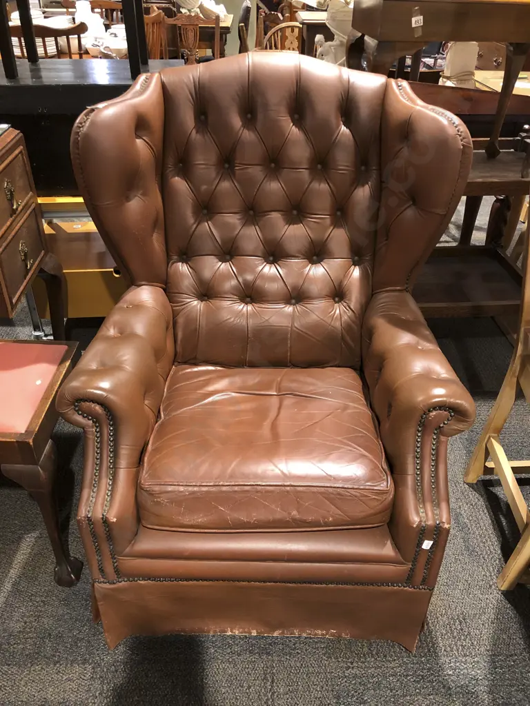 Vinyl Upholstered Wingback Armchair Image 1++
