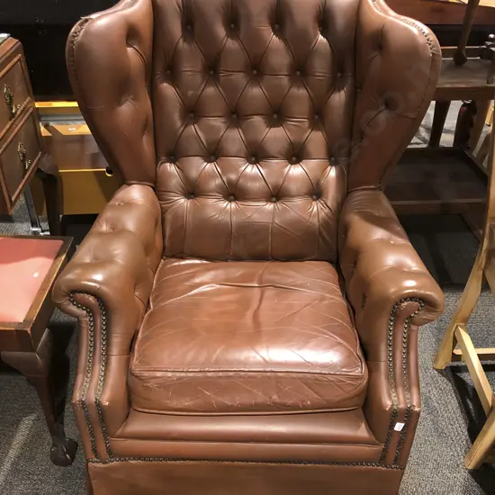 Vinyl Upholstered Wingback Armchair