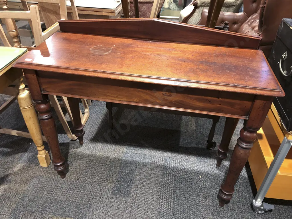 Mahogany Hall Table with Arched Gallery Back Image 1++