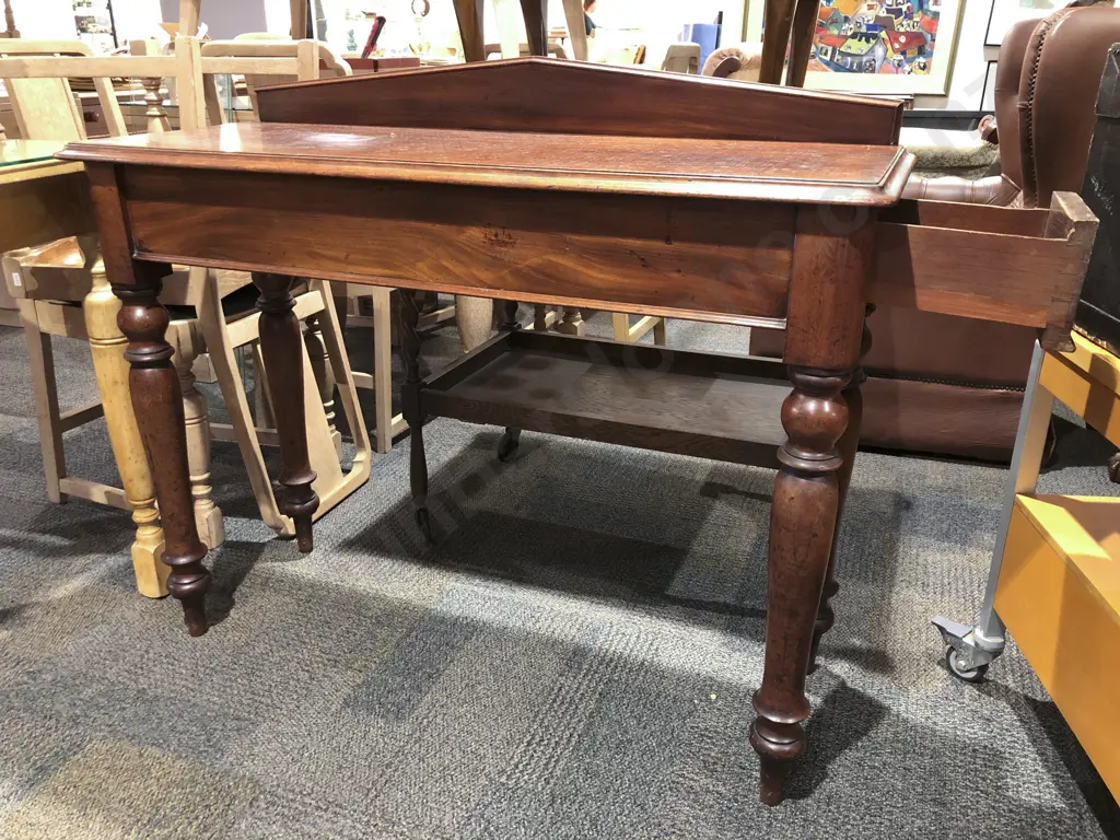 Mahogany Hall Table with Arched Gallery Back Image 1++