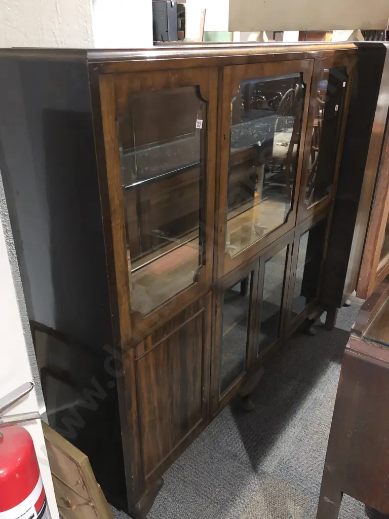 Walnut & Mahogany Bevelled Glass China Cabinet Image 1++