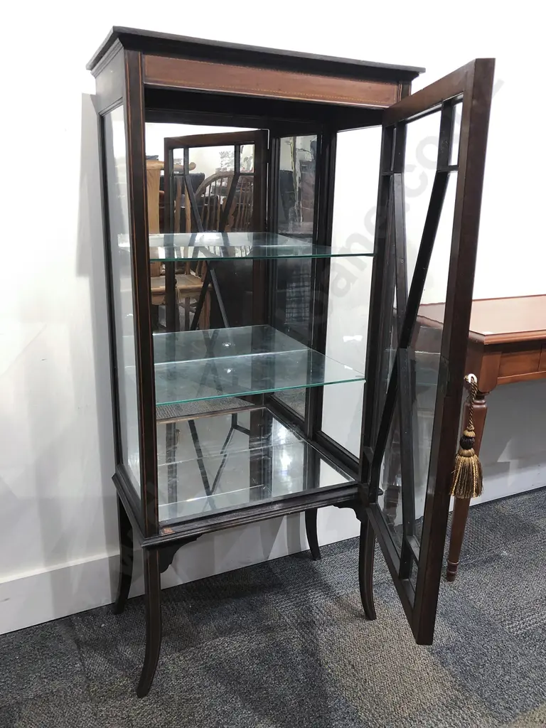 Edwardian Inlaid Glazed China Cabinet Image 1++