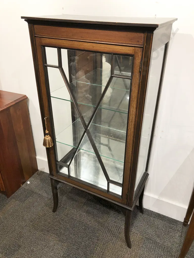 Edwardian Inlaid Glazed China Cabinet Image 1++