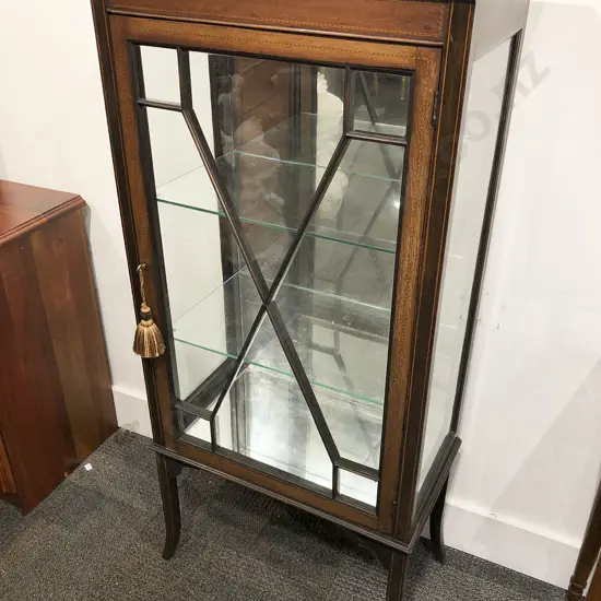 Edwardian Inlaid Glazed China Cabinet