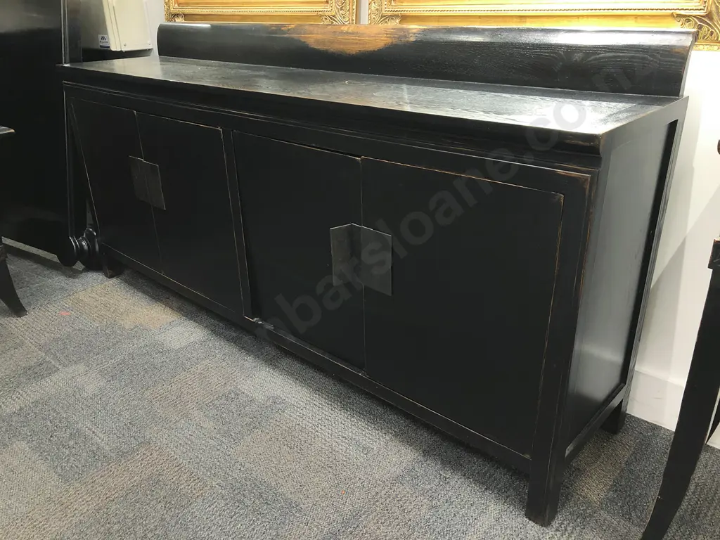 Ebonised Oak Sideboard with Rollback Gallery Top Image 1++