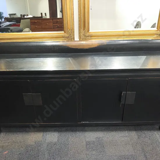 Ebonised Oak Sideboard with Rollback Gallery Top