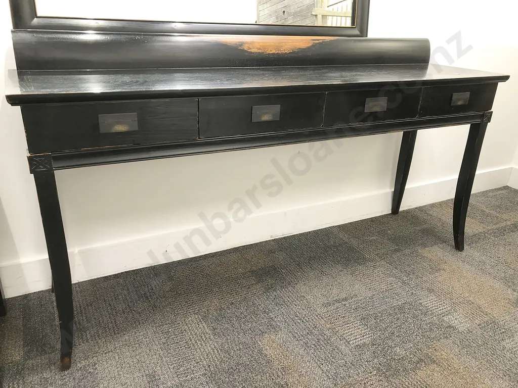 Ebonised Slender Oak Sideboard with Rollback Gallery Top Image 1++