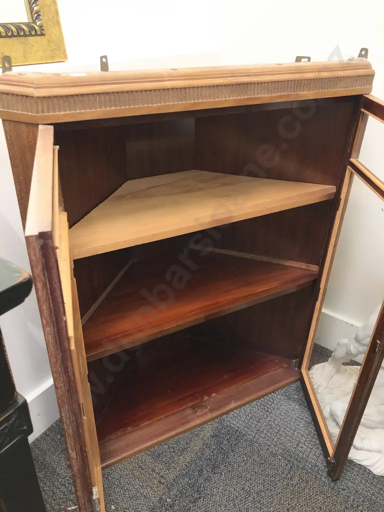 Mahogany Glazed Hanging Corner Cabinet Image 1++