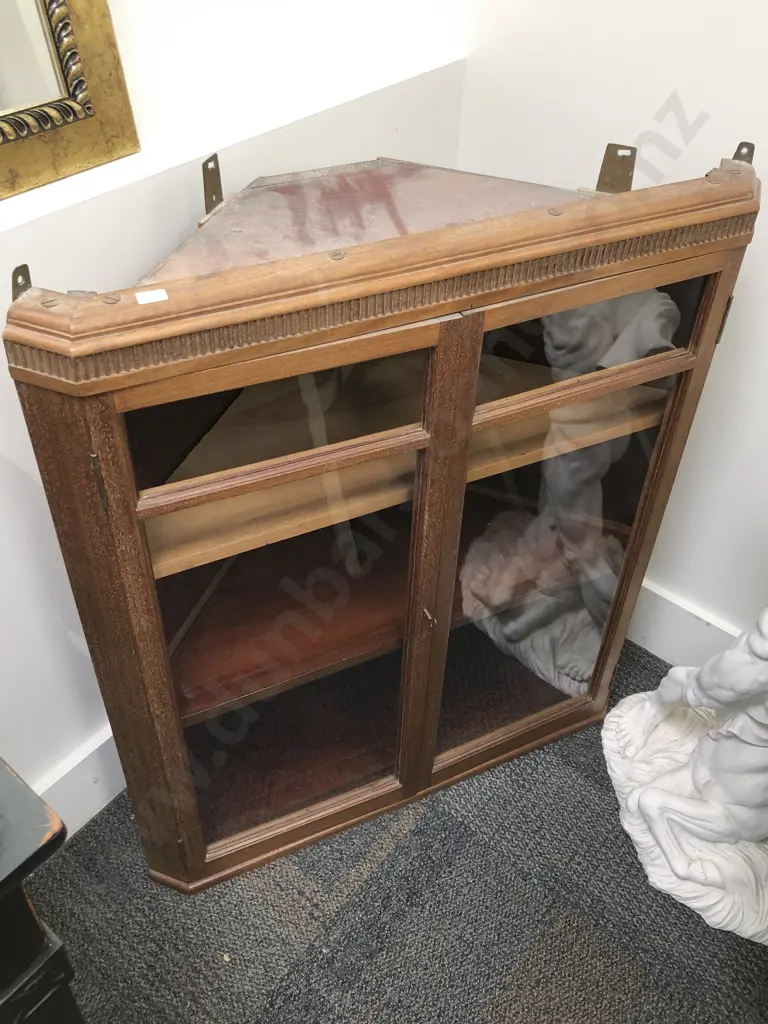 Mahogany Glazed Hanging Corner Cabinet Image 1++