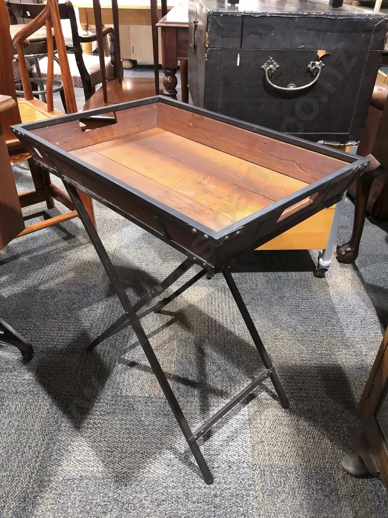 Wrought Metal Mound Tray on Folding Stand Image 1++