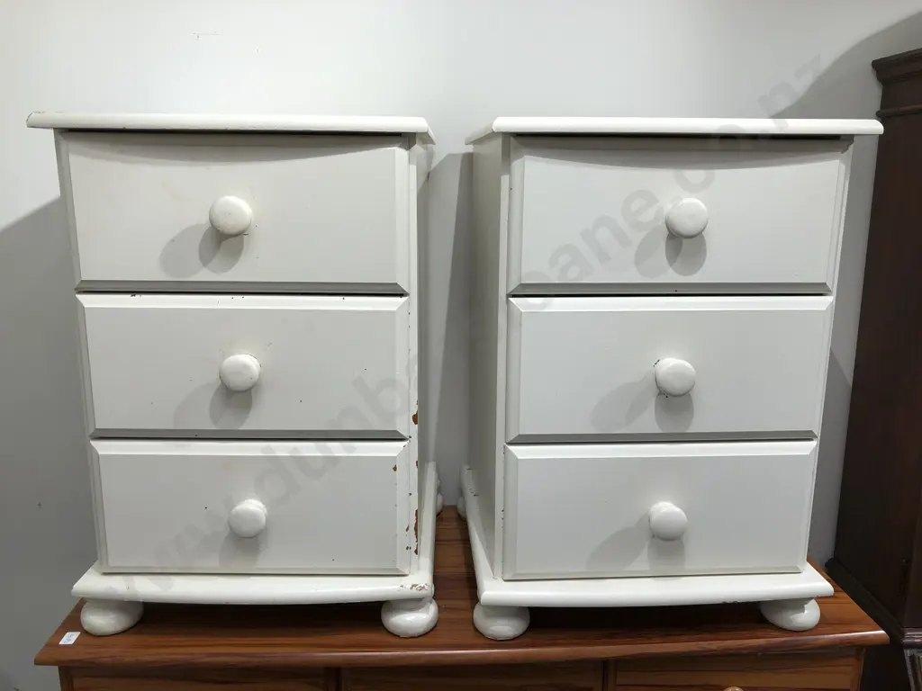 Modern Scotch Chest Together with Two White Painted Bedside Chests Image 1++