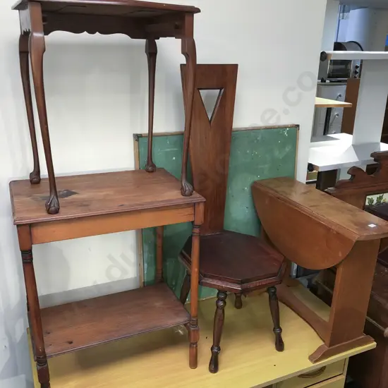 Three Assorted Occ. Tables Together with Spinning Chair & Folding Games Table