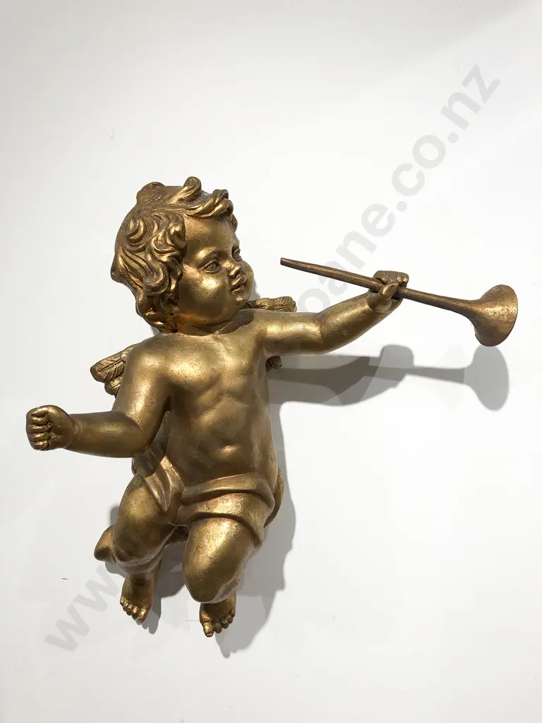 Two Gilt Painted Cherub Ornaments Image 1++